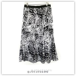 Christopher & Banks Grey Animal Print Silk Skirt
